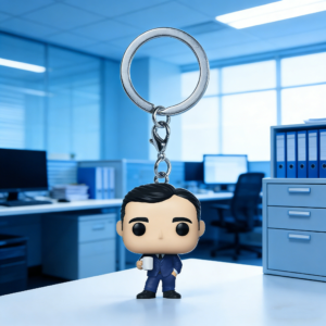 Funko American Tv Series the Office Michael Scott Keychain Pendant Peripheral Figurine Ornament Doll Gift