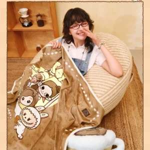 Popmart Bubble Mart Bubble Cute Coffee Factory Series Blanket Pillow Set Plush Merchandise