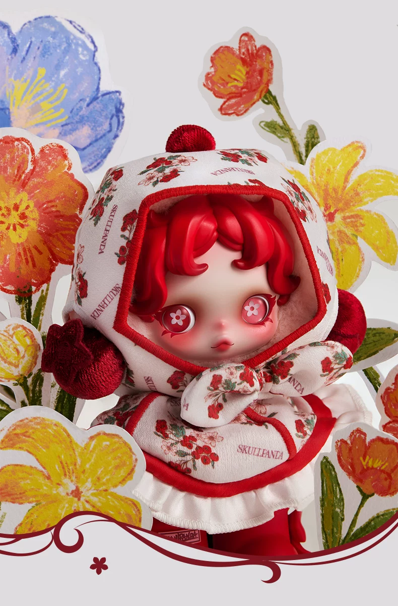 Popmart Skullpanda Plush Doll Keychain Gift in a Flower Garden - Image 2
