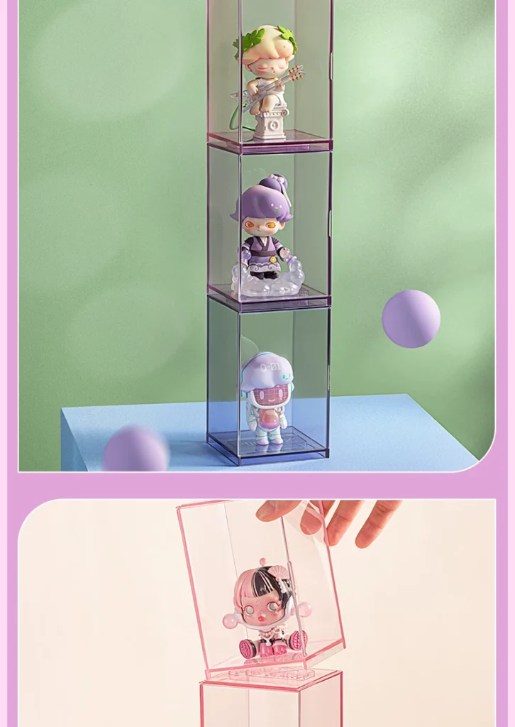 Popmart Pop Single Display Box 3-Piece Single Pink and Purple Figure Storage Box