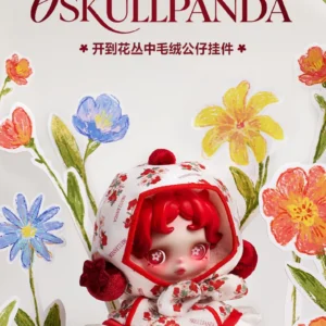 Popmart Skullpanda Plush Doll Keychain Gift in a Flower Garden