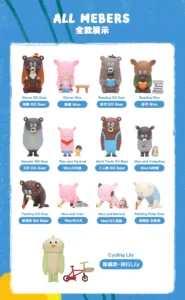 Bubble Mart Green Cow Garden Mini Pig and Bear Blind Box by Okiro Kenta
