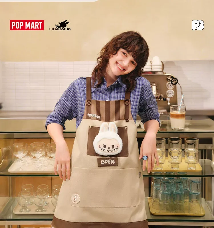 Popmart Bubble Mart Bubble Cute Coffee Factory Series Labubu Apron Home Accessories