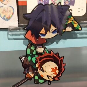New Demon Slayer Merchandise: Tanjiro, Giyu, and Akaza Acrylic Sitting Figure Stand, Hanging Ornament, and Car Decoration