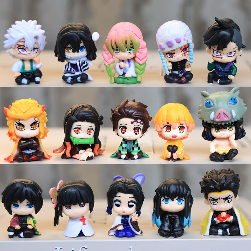 Q Version Demon Slayer Figure Tanjirou Flame Hashira Nezuko Kanroji Car Cake Decoration Ornament Gift