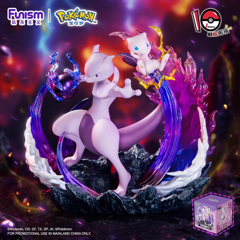 Authentic Playful Pokémon Partner Series Mewtwo and Mew Figures Skill Display Ornaments Trendy Toys Gifts in Stock