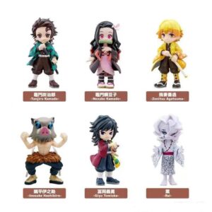 Q Version Demon Slayer: Kimetsu No Yaiba Tanjiro Nezuko Giyuu Zenitsu Inosuke Figure Blind Box Doll Desk Decoration Gift