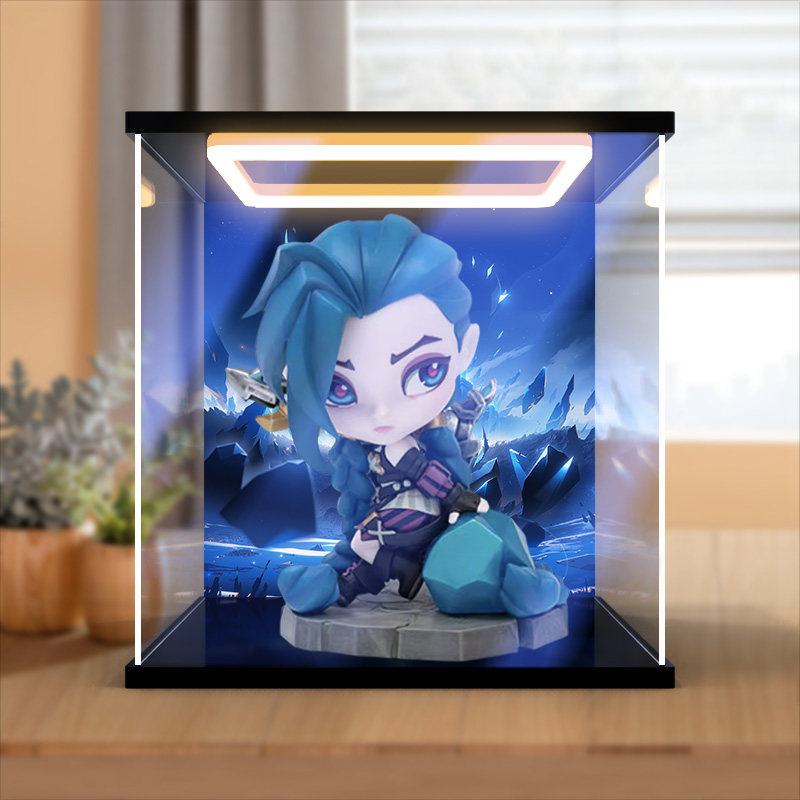 Boxkok Is Suitable for League of Legends Lol Arcane Jinx Figure Model Acrylic Display Box with Backlight
