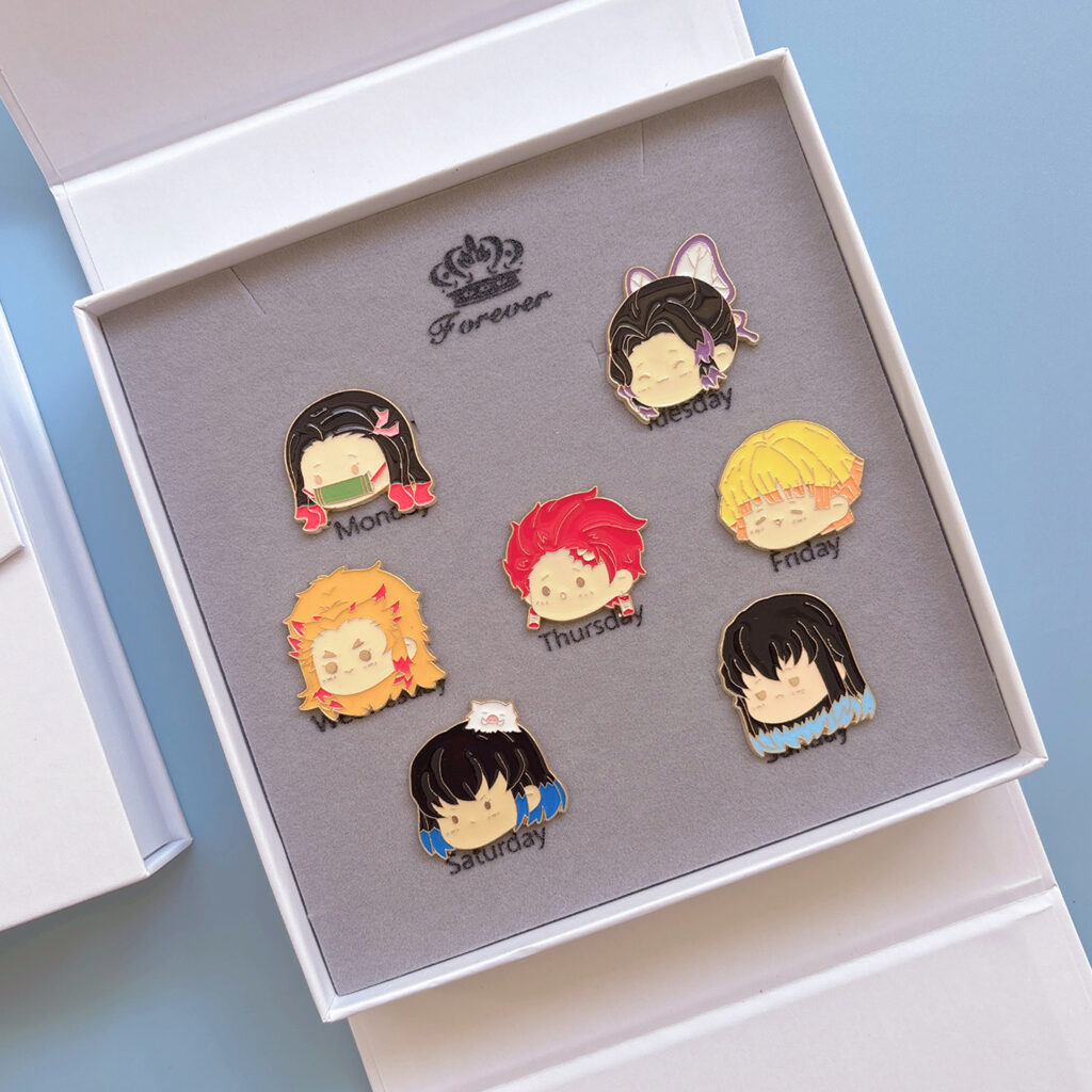 Demon Slayer Merchandise Series Birthday Gift Set Featuring Shinobu, Muichiro, Zenitsu, Tanjiro, Nezuko Badges