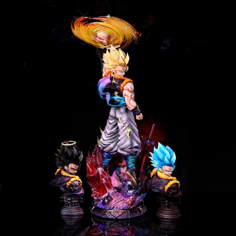 Jt Cloud Rising Gogeta Three-Headed Sculpture Dragon Ball Anime Trendy Toy Birthday Gift Extra Large Gk Figure Model Ornament