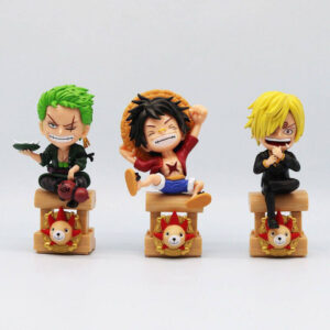Anime One Piece Merchandise Figurines Q Version Luffy Zoro Sanji Sunny Ship Creative Doll Ornaments