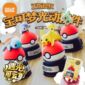 Authentic Pokémon Solar Powered Action Figure Pikachu Squirtle Toy Desktop Car Movable Gift