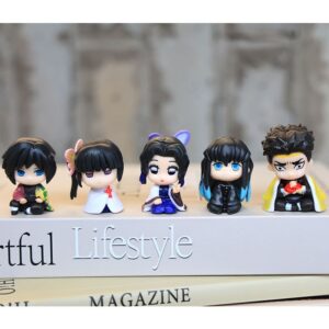 Q-Version Full Set of Demon Slayer Figures in Sitting Poses: Tanjiro, Flame Pillar, Nezuko, Kanroji Mitsuri, Car Ornaments