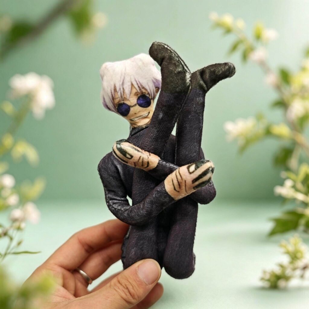 Gojo Satoru Mouse Plush Doll Jujutsu Kaisen Battle Figure Abstract Plush Toy with Built-In Skeleton for Customizable Poses