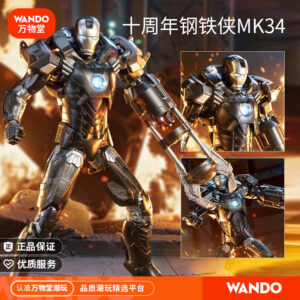 Movable Iron Man Mk34 Action Figure Left-Handed Doll Toy with Joints, Authentic Mark Marvel Merchandise Gift
