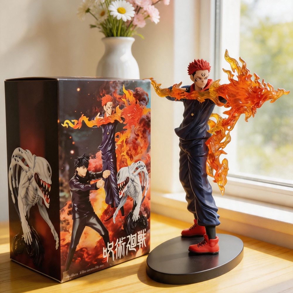 In-Stock Jujutsu Kaisen Yuji Itadori Figure Model with Flame Effects, Desktop Ornament, Anime Collectible Gift