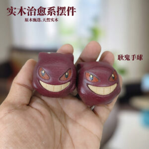 Pokémon Solid Wood Gengar Handball Stress Relief Healing Ornament Cute Expression Decompression Toy Trendy Figurine