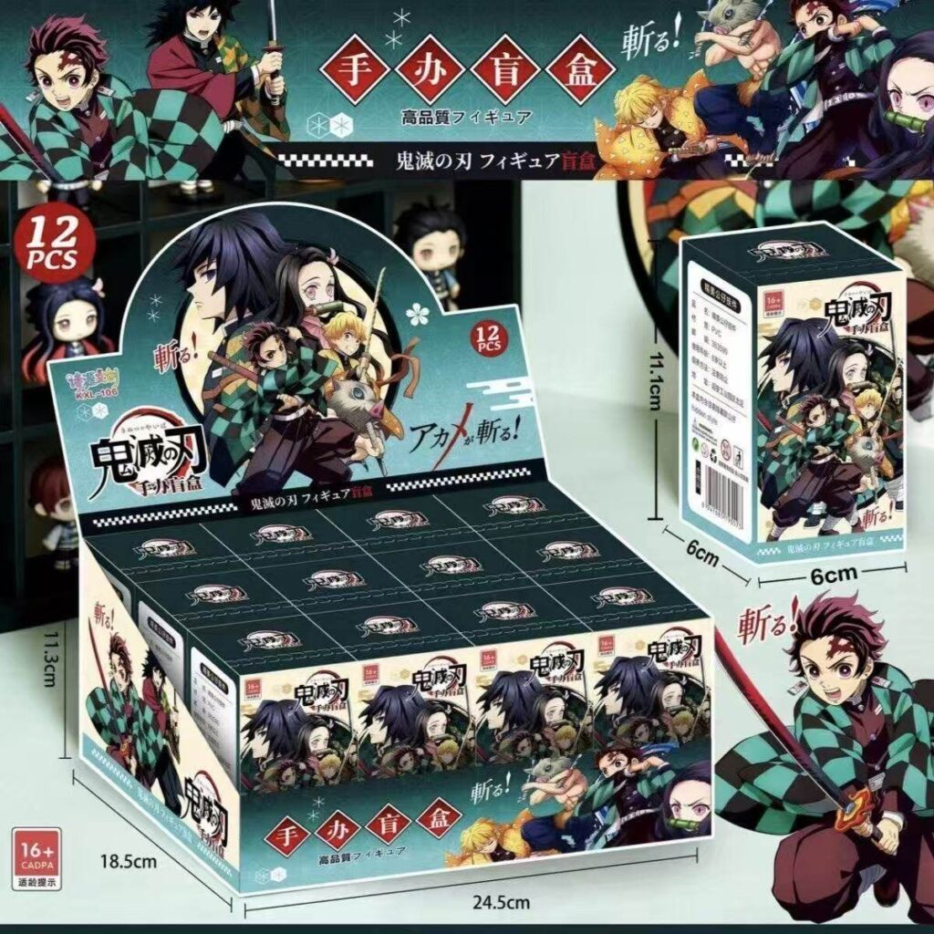 12 Boxes of Demon Slayer Figurines Blind Box Tanjiro Zenitsu Tomioka Desktop Decorations Toys Gifts for Boys and Girls