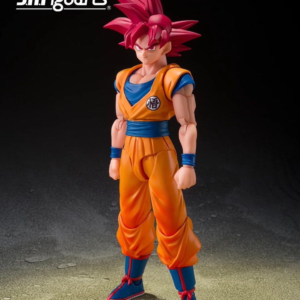 Bandai Shf Super Saiyan God Red Hair Son Goku 3.0, a Figure with a Divine Aura, New Body Type