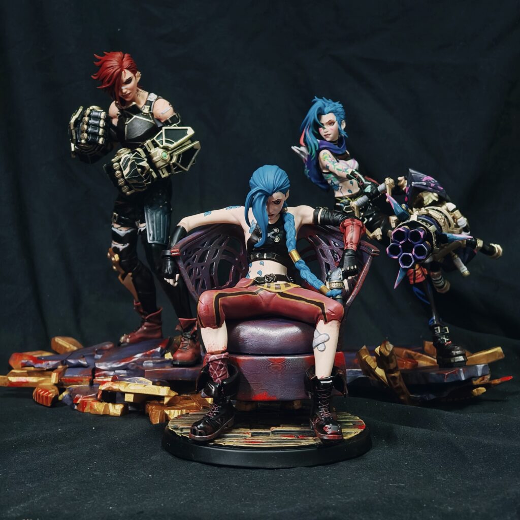 [in Stock] League of Legends Jinx Figure Vi Figure Lol Merchandise Arcane Series Statue Figure