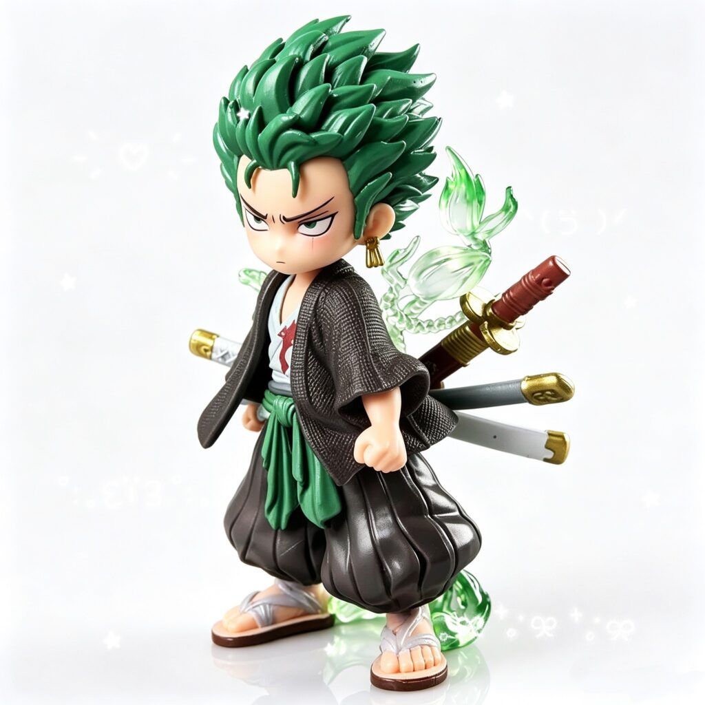 One Piece Q-Version Zoro Figure Wano Country Three-Knife Style Special Effects Model Anime Desktop Ornament Gift