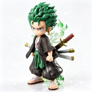One Piece Q-Version Zoro Figure Wano Country Three-Knife Style Special Effects Model Anime Desktop Ornament Gift