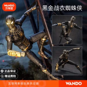 Spider-Man Action Figure Toy Black Gold Suit Hero Without Return Movable Stand Marvel Children's Birthday Gift Doll