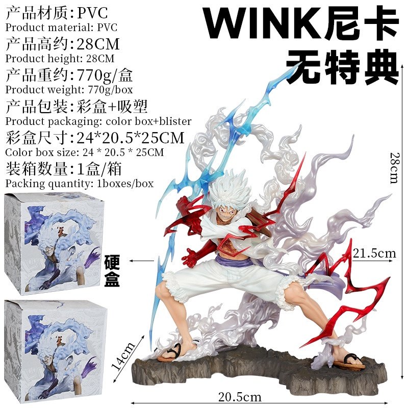 One Piece Wink Lightning-Clasping White-Haired Fifth Gear Nika Luffy Figure Statue Model Anime Peripheral Gift