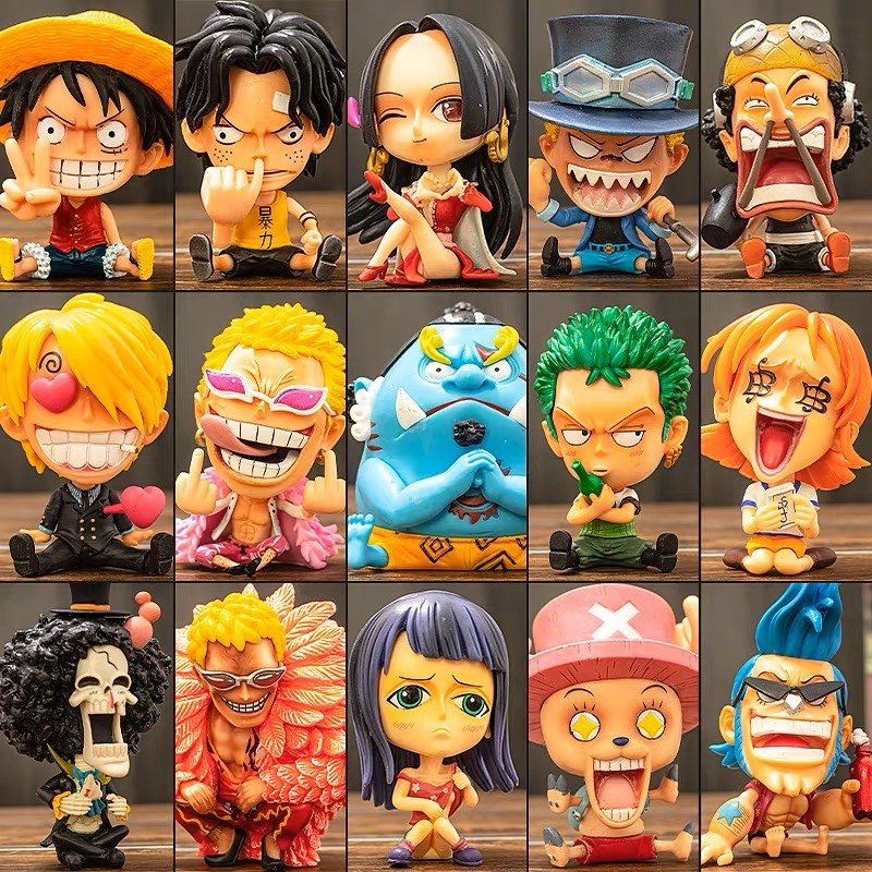 One Piece Figures Complete Set Luffy Zoro Chopper Ace Empress Sanji Nami Robin Brook Model Ornaments