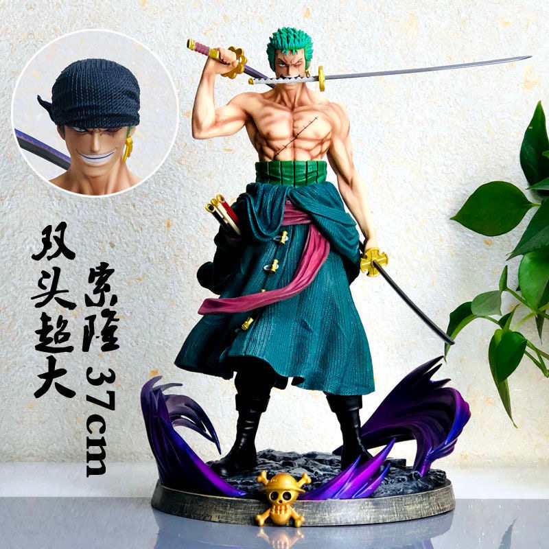One Piece Figure Dream Zoro Double-Headed Statue Three-Sword Anime One Piece Merchandise Toy Model Ornament Gift