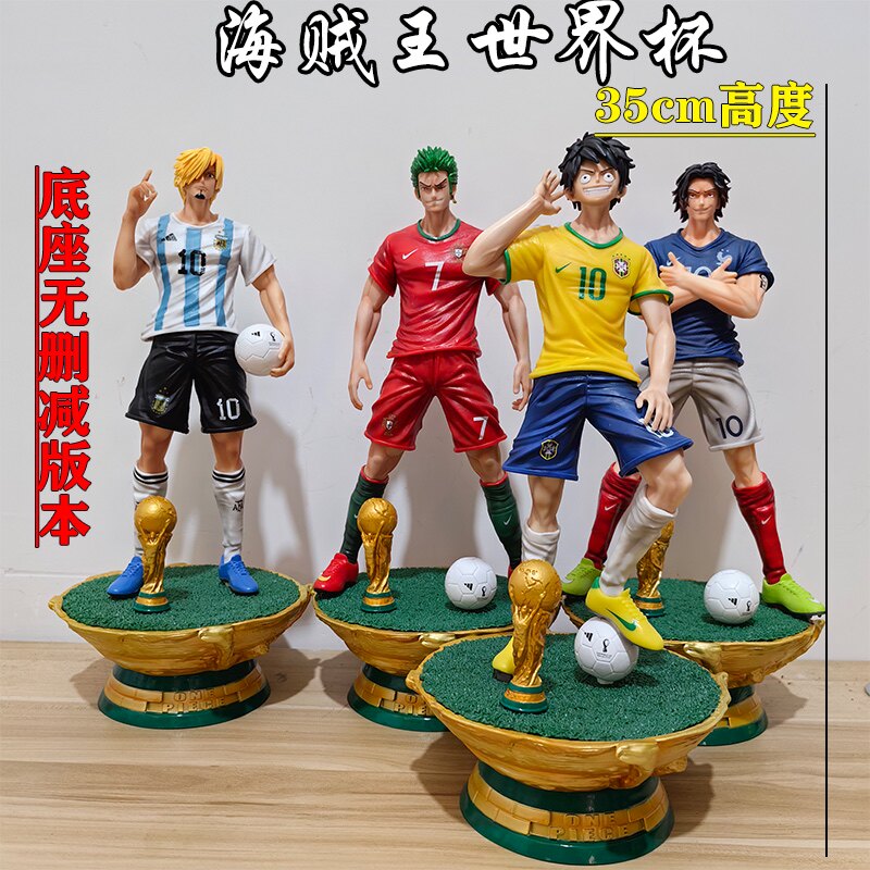 One Piece Sanji Cos Messi Zoro Cristiano Ronaldo Luffy Neymar Ace Cos Mbappe World Cup Figure