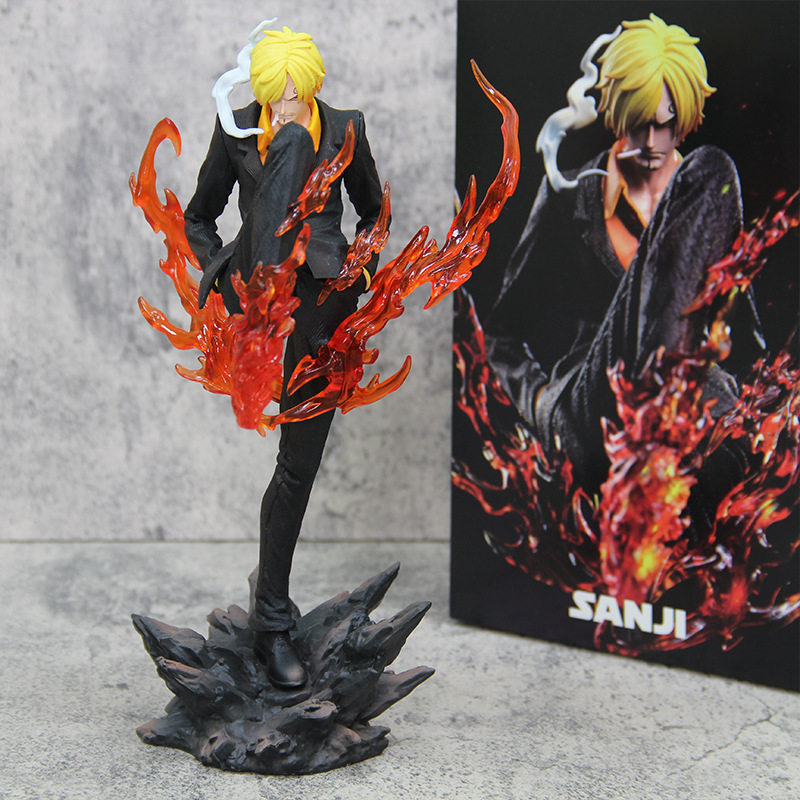 New One Piece Figure, Demon Mountain Toshiro, Standing Posture, Flame Demon Kicking Leg, Straw Hat Three-Star Power Model Statue Ornament