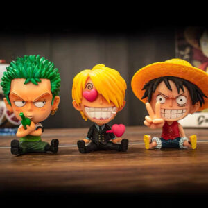 Q Version One Piece Full Set Luffy Zoro Sanji Nami Female Emperor Figure Car Dashboard Decoration Gift