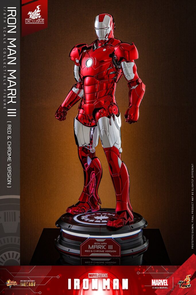 In Stock Hottoys Ht Mms744D64 Iron Man Mk3 Red and Silver Electroplated Version