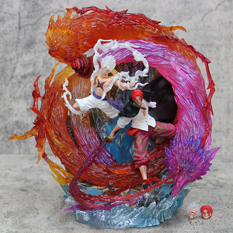 One Piece Figure Manjiro Red and White Red-Haired Nika Luffy Shanks Statue Scene Model Ornament Gift