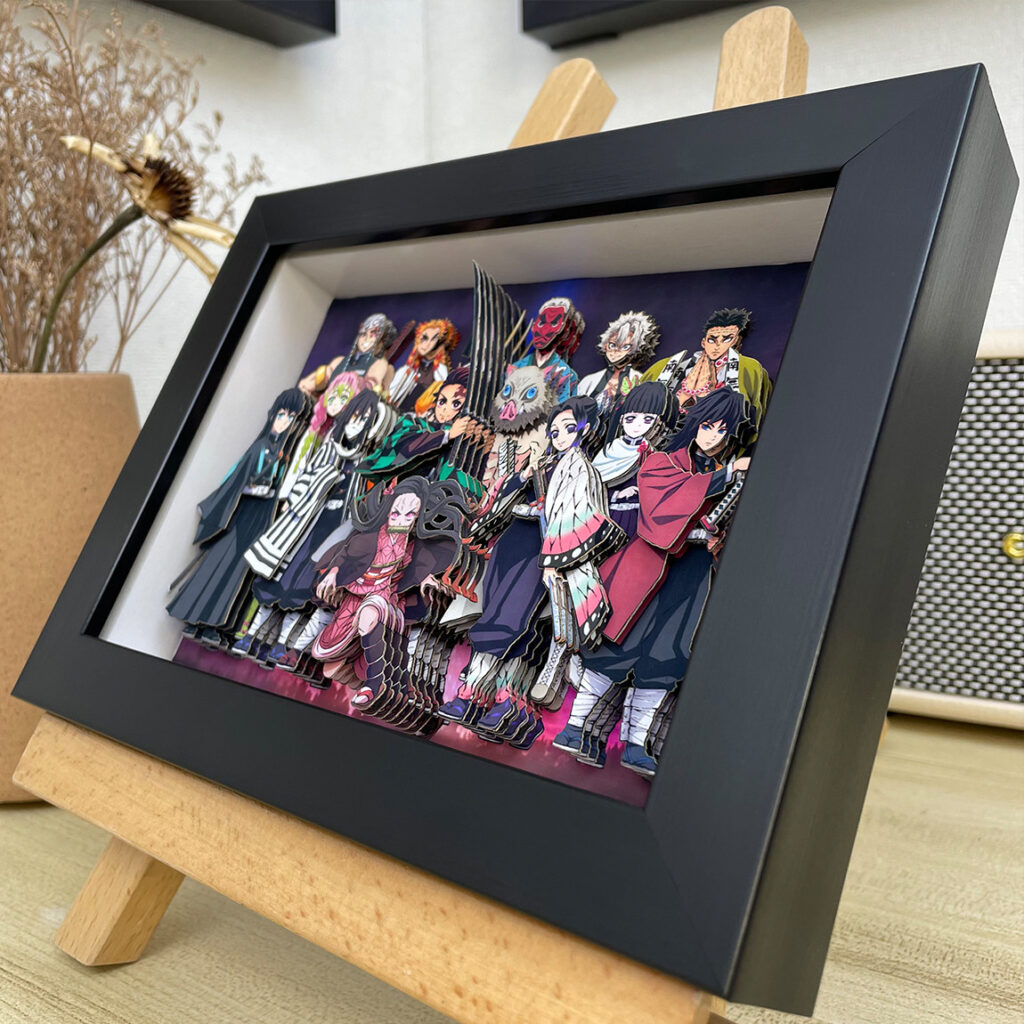 Demon Slayer: Kimetsu No Yaiba Family Portrait 3D Pop-Up Figure Nine-Column Figure Gift for Boys and Girls Birthday Gift Wall Hanging Decoration Stand