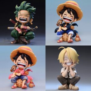 One Piece Q Version Sitting Luffy, Zoro, Sanji Figure Trendy Toy Model Car Decoration Desktop Gift