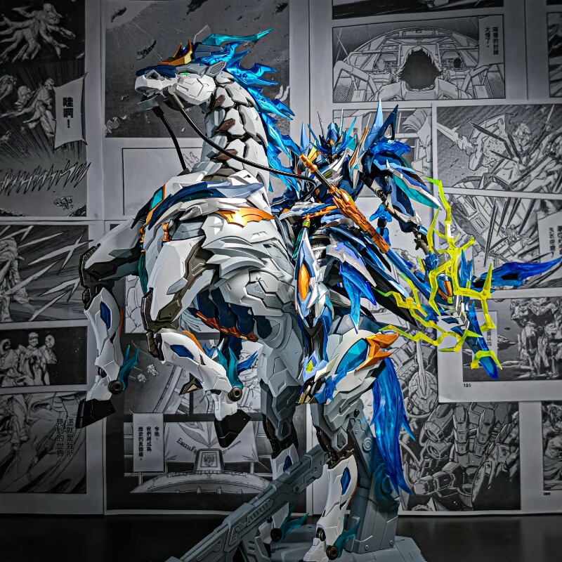 Assembled Gundam Model Chinese Style Zhao Yun White Tiger Lu Bu Ao Bing Magic Kinetic Mecha Figure Blind Box Toy Male Building Blocks