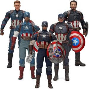 1/6 Captain America Figure with Shield, Avengers Casual Outfit, Collectible Model with Exquisite Head Sculpt