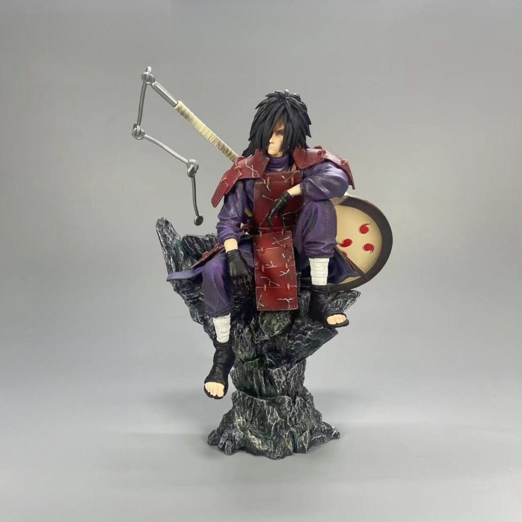Naruto Figure Uchiha Madara in a Domineering Sitting Pose, Jinchuriki Reincarnation Anime Peripheral Model Ornament, Gift for Men