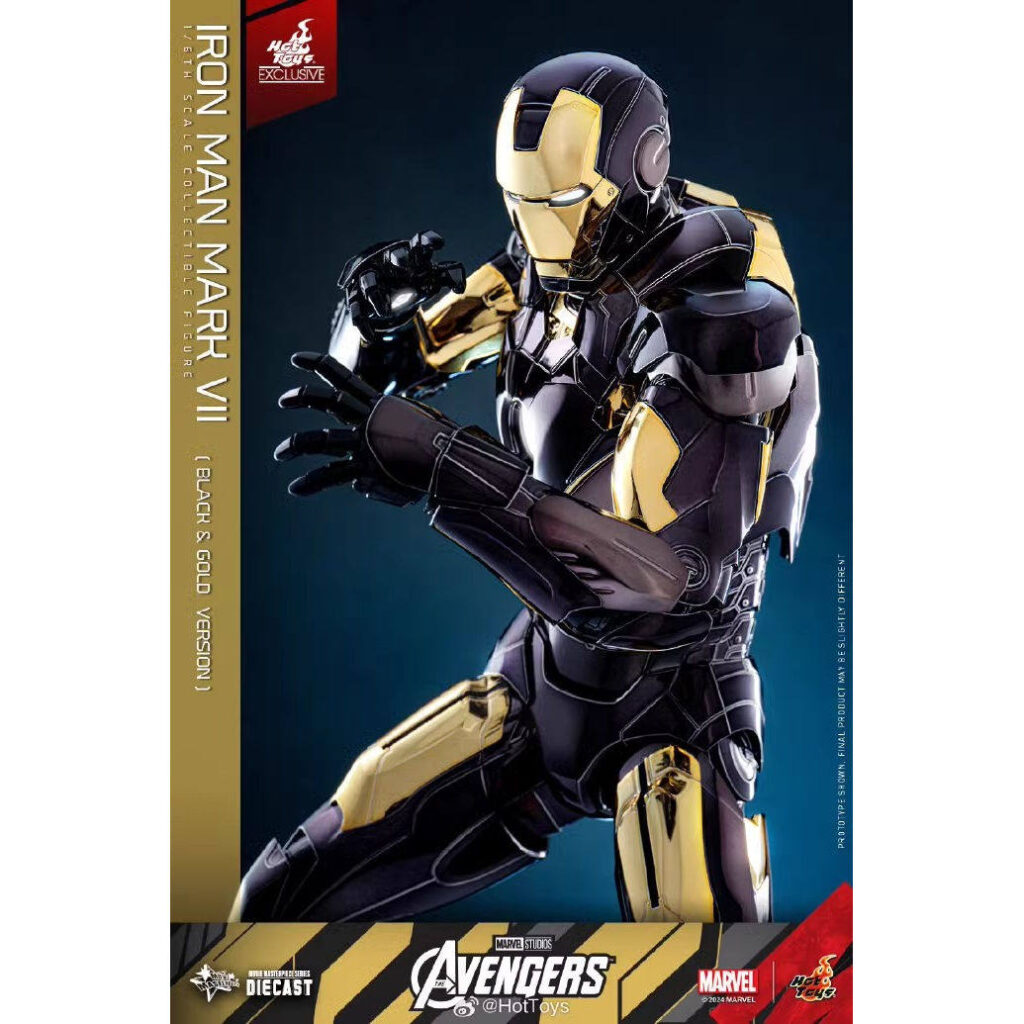 Hottoys Ht Mms741-D61 Mark 7 Iron Man Mk7 Black Gold Electroplated Color Version