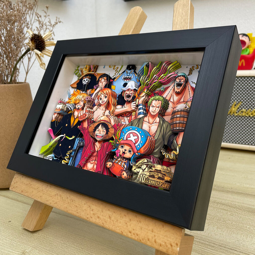 One Piece Merchandise 3D Pop-Up Figure Figurines, All Members of the Straw Hat Pirates, Luffy, Zoro, Gift for Boys' Birthday, Wall Hanging Decoration