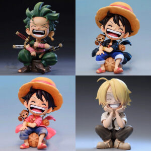 One Piece Q Version Figures Sitting Luffy, Zoro, Sanji, Trendy Toy Model Car Dashboard Decoration