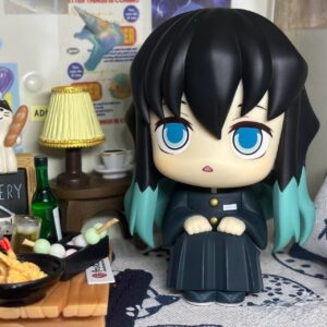 Demon Slayer: Kimetsu No Yaiba - Tokitou Muichiro and Tomioka Giyuu in a Sitting Pose with Large Heads, Anime Figure Toy
