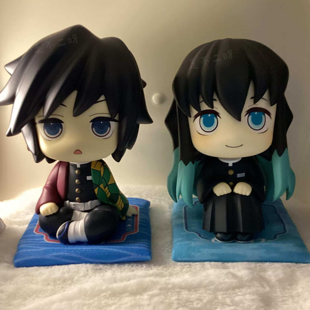 Look up Demon Slayer: Kimetsu No Yaiba Tokito Muichiro Figure Sitting Pose Tomioka Giyuu Anime 2D Q-Version Ornament