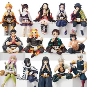 Japanese Demon Slayer Figure Tanjiro, Zenitsu, and Giyu Eating Onigiri Desktop Case Decoration Children's National Trend Ornament Gift