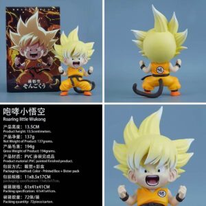 High-Quality Version of Dragon Ball Childhood Cute Son Goku Roaring Gk Model Anime Figure Case Gift Ornament
