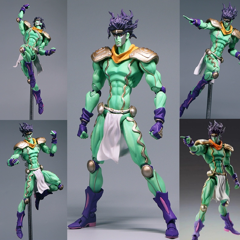 Jojo's Bizarre Adventure Super Action Figure Platinum Star Jotaro Kujo Standby Figure Blue and Purple Toy
