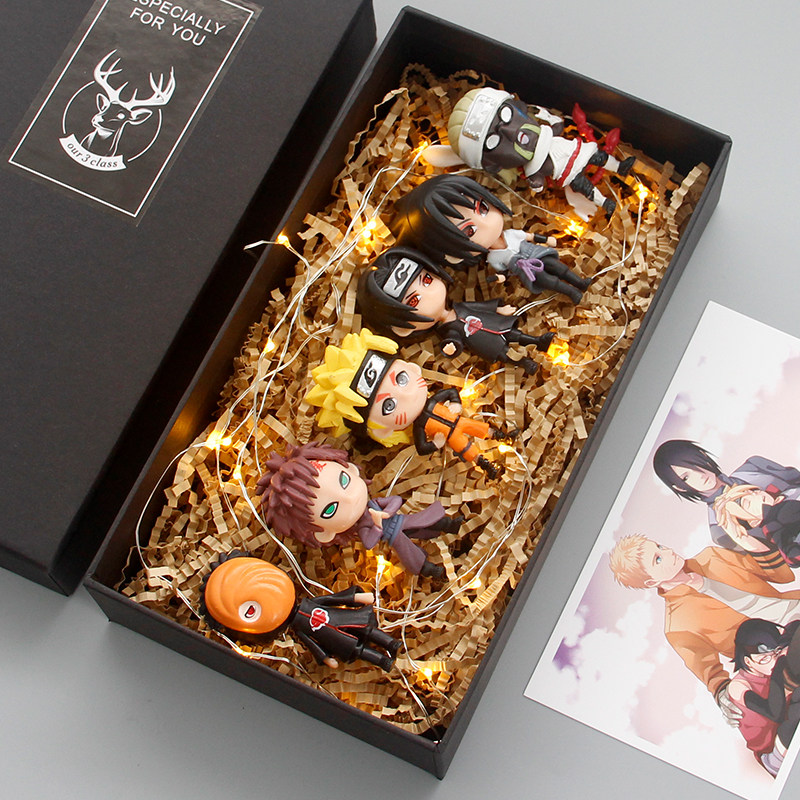 Naruto Creative Figure Model Full Set of Dolls Q Version Kakashi Naruto Gaara Itachi Ornaments Birthday Gift Box Set