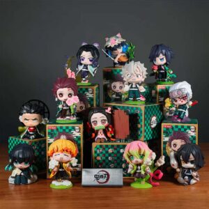 Demon Slayer Blind Box Q Version Figure Toy Gift Tanjiro Kanroji Zenitsu Sound Pillar Flame Pillar Birth Flower